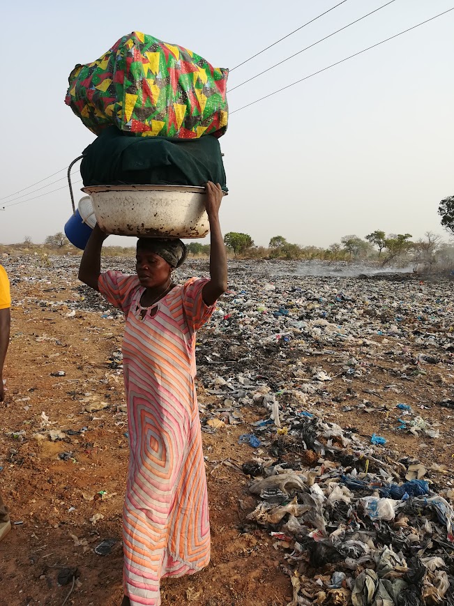 Single-use plastic waste in the landscape, West Africa